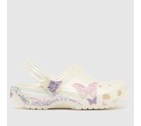 Crocs White Multi Classic Butterfly Sparkle Clog Girls Junior Sandals UK 2 (EU 34)