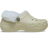 Crocs Classic Platform Fuzz Lined Clog Bone Size 3 UK Women