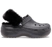 Crocs | Women | Classic Platform Fuzz Lined Glitter | Clogs | Black | 4