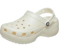 Crocs Women, Classic Platform Glitter Clog W, Chalk, 8 UK Women