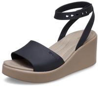 Crocs Women's Brooklyn Ankle Strap Wedge Sandal, Black/Mushroom, 2 UK