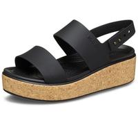 Crocs Brooklyn Cork Low Wedge Sandal, Black/Black