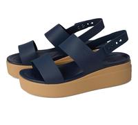 Crocs Women's Brooklyn Low Wedge Sandal, Navy/Tan, 4 UK