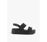 Crocs Womens Crocs Brooklyn Double-Strap Low-Wedge Rubber Sandals Black Eur 39 / 6 UK Women