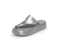 Crocs Women's Getaway Toe Loop Platform Sandals, LiteRide Comfort, Silver, 2 UK