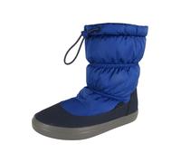 Crocs Womens LodgePoint Shiny Pull-On Boot Shoes, Blue Jean/Navy, US 4