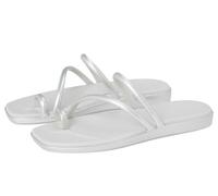 Crocs Women's Miami Toe Loop Sandal Flat, Metallic Silver, 6