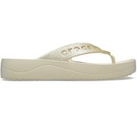 Crocs Womens Platform Flip, Baya Platform Shimmer Glitter Flip, Bone, 7 UK Women