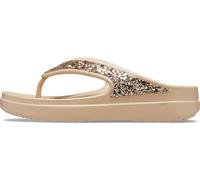 Crocs Sloane Embellished Wedge Flip Flops | Sandals for Women, Gold Glitter, 4 UK