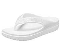 Crocs Women's Sloane Embellished Wedge Flip Flops, White Glitter, 8 UK