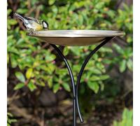 Crocus Collection 129cm Bird Bath Round Bowl on Freestanding Decorative Pole Stake Brushed Brass