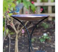 Crocus Collection 129cm Bird Bath Round Bowl on Freestanding Decorative Pole Stake Brushed Copper