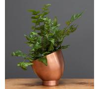 Crocus Collection 9cm Metal Flower Pot Planter Brushed Copper Tilting Decorative Design Ornamental Pot