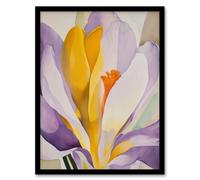 Crocus Flower Abstract Watercolour Lilac Orange Framed Art Print Artery8 Purple W12 inch x H16 inch