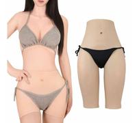CRODRES Crossdressing Silicone Vagina Panties Butt Hip Enhancer Underwear Realistic Sissy Hiding False Pussy Boxer Briefs,White