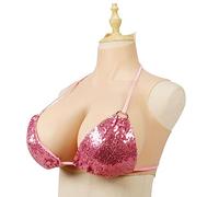 CRODRES Silicone Breastplate K Cup Realistic Breast Forms Soft Big Fake Boobs Enhancer for Crossdresser Transgender Dragquee,Girly white,Silicon