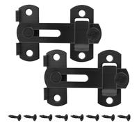 Croerw 3 in Flip Sliding Barn Door Lock, Heavy Duty Gate Latch for Privacy - Matte Black - for Sliding Doors, Cabinets, Fences - 2 Pack
