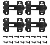Croerw 4 in Flip Sliding Barn Door Lock, Heavy Duty Gate Latch for Privacy - Matte Black - for Sliding Doors, Cabinets, Fences - 4 Pack