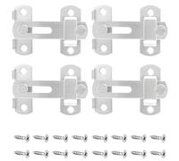 Croerw 4 in Flip Sliding Barn Door Lock, Heavy Duty Gate Latch for Privacy - Silver- for Sliding Doors, Cabinets, Fences - 4 Pack