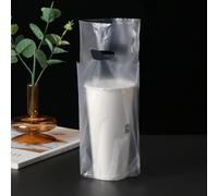 Croerw 500PCS Clear Handle Drink Drinking Poly Plastic Packaging Bags,Drink Carrier for Delivery Take Out Cup Holder Bar Restaurant Coffee Shop Supplies Cup Carriers (6.3 "x 10.2")