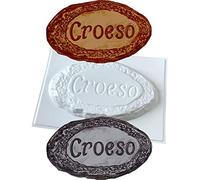 CROESO Garden Stone Plaque Mould Reusable ABS Mold for Concrete or Plaster Welsh Language Welcome, transparent