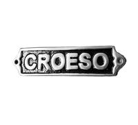 CROESO Welsh Welcome Sign Plaque Home Bar Door Wall Mounting Aluminium 20cm Wales Greeting