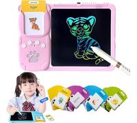 Croeve Talking Tablet, 2-in-1 Voice Pad & Drawing Board, English and Spanish Talking Flash Cards, Sight Words Flashcards For Interactive Learning, Build Writing, Reading, Doodling (Pink+224words)