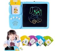 Croeve Talking Tablet, 2-in-1 Voice Pad & Drawing Board, English and Spanish Talking Flash Cards, Sight Words Flashcards For Interactive Learning, Build Writing, Reading, Doodling (Blue+224words)