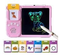 Croeve Talking Tablet, Talking Flash Cards with LCD Writing Tablet, 510 Words Educational Toys, Toddler Doodle Board Drawing Tablets, English Speaking Flashcards, Electronic Drawing Pads (Pink, 1)