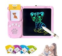 Croeve Talking Tablet, Verbio Talking Tablet, Plug & Play 2 in 1 Drawing Speaking Tablets with Bilingual Flashcards & LCD Writing Pad for Interactive Learning, Reading and English Speaking (Pink)