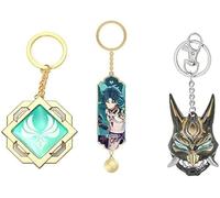 CROFFXLY 3PCS Genshin Key Chain Toy Impact Liyue Vision Anemo Luminous Xiao Genshin Weapons Cosplay Accessories FT133, Gold