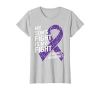 Crohn's Disease My Son's Fight is My Fight Crohn's Awareness T-Shirt, Women, Silver Grey, Medium