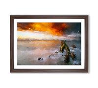 Crohy Head Sea Arch in Ireland in Abstract Framed Print | A2 Walnut Framed Wall Art | Ready to Hang | Abstract Nautical Picture | Living Room Bedroom Lounge Office