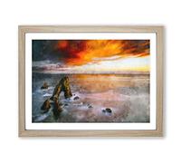 Crohy Head Sea Arch In Ireland Painting Modern Art Framed Print | A3 Oak Framed Wall Art | Ready to Hang | Modern Nautical Picture | Living Room Bedroom Lounge Office