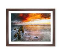 Crohy Head Sea Arch In Ireland Painting Modern Art Framed Wall Art Print, Ready to Hang Picture for Living Room Bedroom Home Office Décor, Walnut A3 (46 x 34 cm)