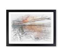 Crohy Head Sea Arch in Ireland Sketch Framed Print | A2 Black Framed Wall Art | Ready to Hang | Modern Nautical Picture | Living Room Bedroom Lounge Office