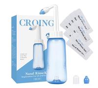 CROING 120 x Sinus Rinse Mix + 1x Nasal Wash Bottle (300ml), Nasal Rinse Sachets Kit, Neti Pot Salt, Nasal Irrigation, Nasal Douche,Sinus Relief, Neti-Pot