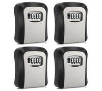 CROING 4 pcs Key Safe Wall Mounted,Key Lock Box with Combination Lock, 4-Digit Code, Black and Grey