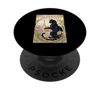 Croissant Black Cat Paris Eiffel Vintage Nouveau PopSockets Adhesive PopGrip