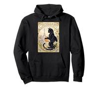 Croissant Black Cat Paris Eiffel Vintage Nouveau Pullover Hoodie