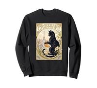 Croissant Black Cat Paris Eiffel Vintage Nouveau Sweatshirt