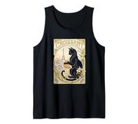 Croissant Black Cat Paris Eiffel Vintage Nouveau Tank Top