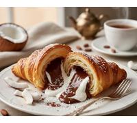 Croissant Double Max Soft Baked Pastry with Cocoa & Coconut Flavoured Filling, Flaky European Style Croissant with Chocolate & Coconut Cream, Sweet Snack Cake for Breakfast, Tea Time & Dessert