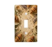 Croissant Kitchen Single Light Switch Cover Plate, Rustic Vintage Lavender Coffee None Beige Plastic Standard Size Decorative Wall Plates for Home Living Room Bedroom Bathroom Decor (Single)