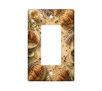 Croissant Kitchen Single Rocker Light Switch Cover, Rustic Vintage Lavender Coffee None Beige Plastic Standard Size Accents Wall Switch Plates for New Apartment Home Bedroom Office Decor