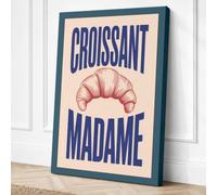 Croissant Madame Vintage Canvas Wall Art Print 18x12 Inch