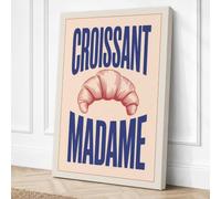 Croissant Madame Vintage Canvas Wall Art Print 18x12 Inch