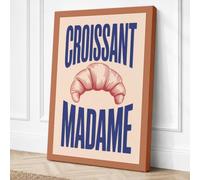 Croissant Madame Vintage Canvas Wall Art Print 30x20 Inch