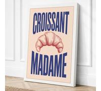 Croissant Madame Vintage Canvas Wall Art Print 30x20 Inch