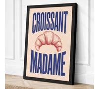 Croissant Madame Vintage Canvas Wall Art Print 36x24 Inch